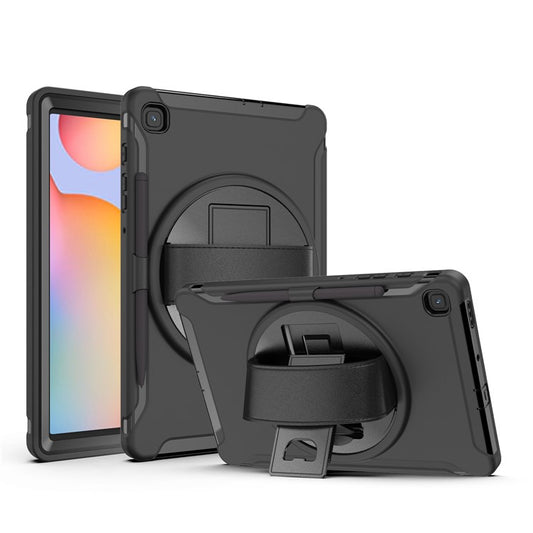 PC + TPU Tablet Cover with Pen Slot and Hand Strap for Samsung Galaxy Tab S6 Lite (2020) P610 / P615 / S6 Lite (2022) / (2024) P620 - Black