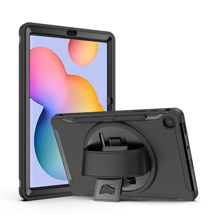 PC + TPU Tablet Cover with Pen Slot and Hand Strap for Samsung Galaxy Tab S6 Lite (2020) P610 / P615 / S6 Lite (2022) / (2024) P620 - Black