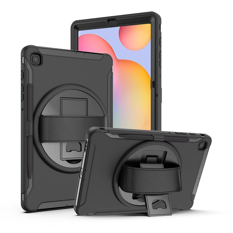 PC + TPU Tablet Cover with Pen Slot and Hand Strap for Samsung Galaxy Tab S6 Lite (2020) P610 / P615 / S6 Lite (2022) / (2024) P620 - Black