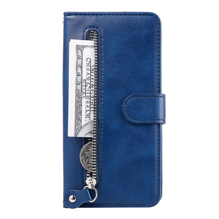 Zipper Pocket Wallet Leather Stand Case for Huawei P40 Lite 5G/nova 7 SE - Blue