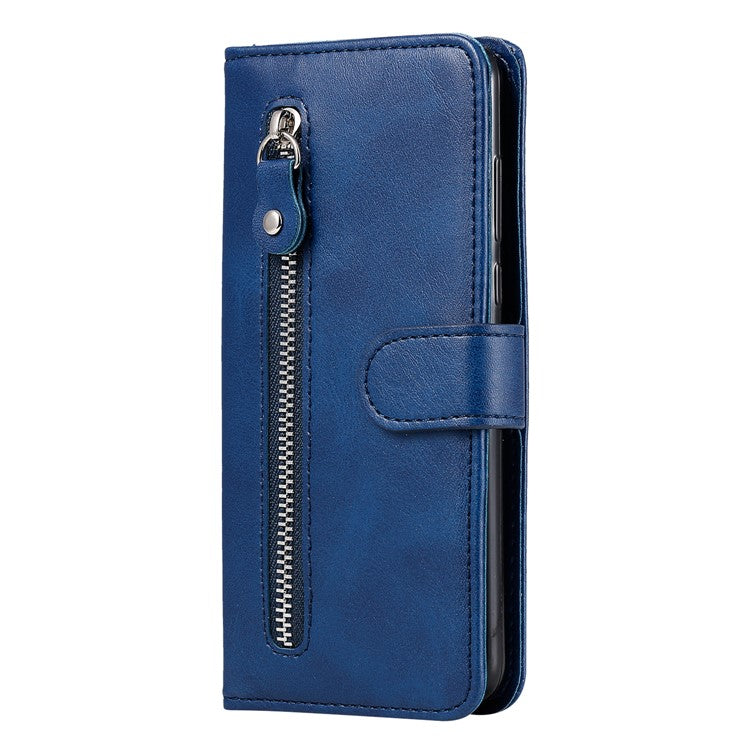 Zipper Pocket Wallet Leather Stand Case for Huawei P40 Lite 5G/nova 7 SE - Blue