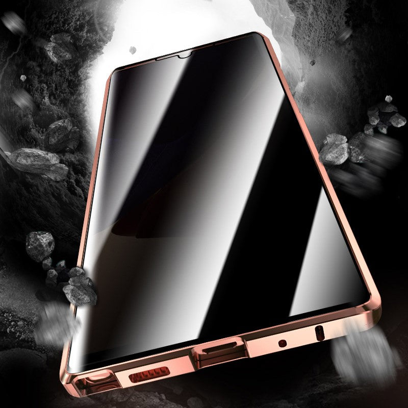 Magnetic Metal Frame + Double-sided Tempered Glass Case Anti-peep Shell for Samsung Galaxy Note20 Ultra/Note20 Ultra 5G - Red