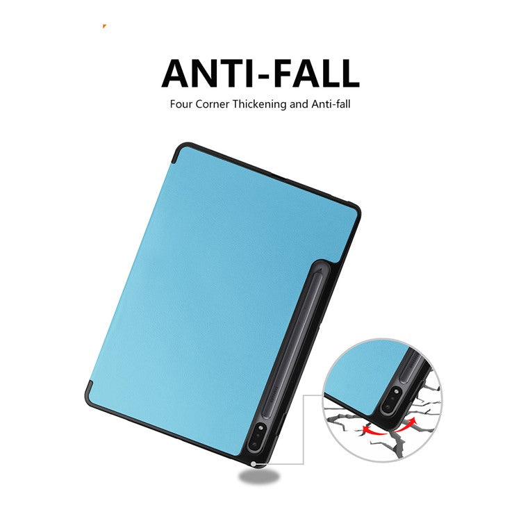 ENKAY HAT PRINCE ENK-8011 Tri-fold Stand PU Leather Smart Cover with Pen Slot for Samsung Galaxy Tab S7 11.0 T870 / T875 / S8 - Baby Blue