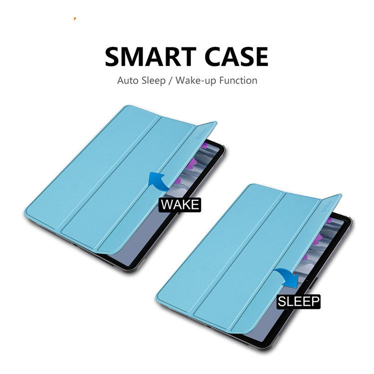 ENKAY HAT PRINCE ENK-8011 Tri-fold Stand PU Leather Smart Cover with Pen Slot for Samsung Galaxy Tab S7 11.0 T870 / T875 / S8 - Baby Blue