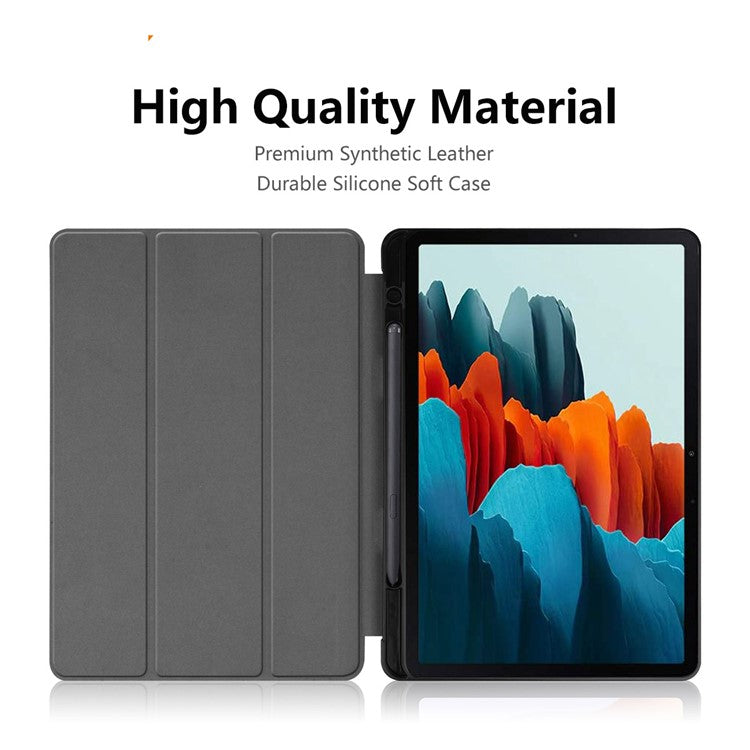 ENKAY HAT PRINCE ENK-8011 Tri-fold Stand PU Leather Smart Cover with Pen Slot for Samsung Galaxy Tab S7 11.0 T870 / T875 / S8 - Baby Blue