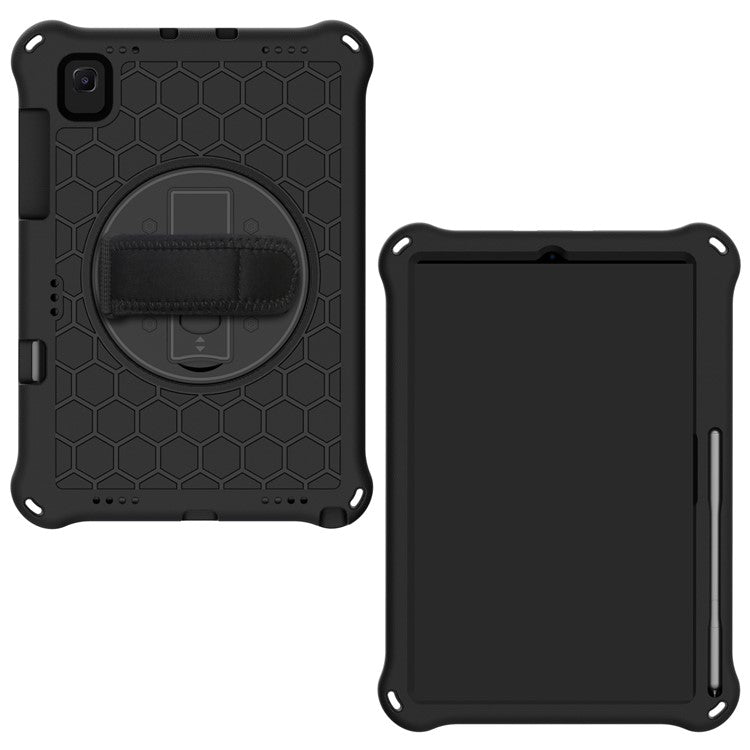 Honeycomb Texture EVA Tablet Protector with Swivel Kickstand for Samsung Galaxy Tab S6 Lite P610/P615/S6 Lite (2022) - Black/Black