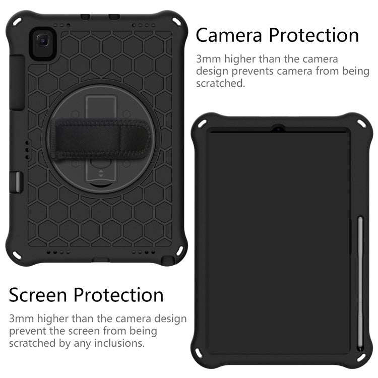 Honeycomb Texture EVA Tablet Protector with Swivel Kickstand for Samsung Galaxy Tab S6 Lite P610/P615/S6 Lite (2022) - Black/Black