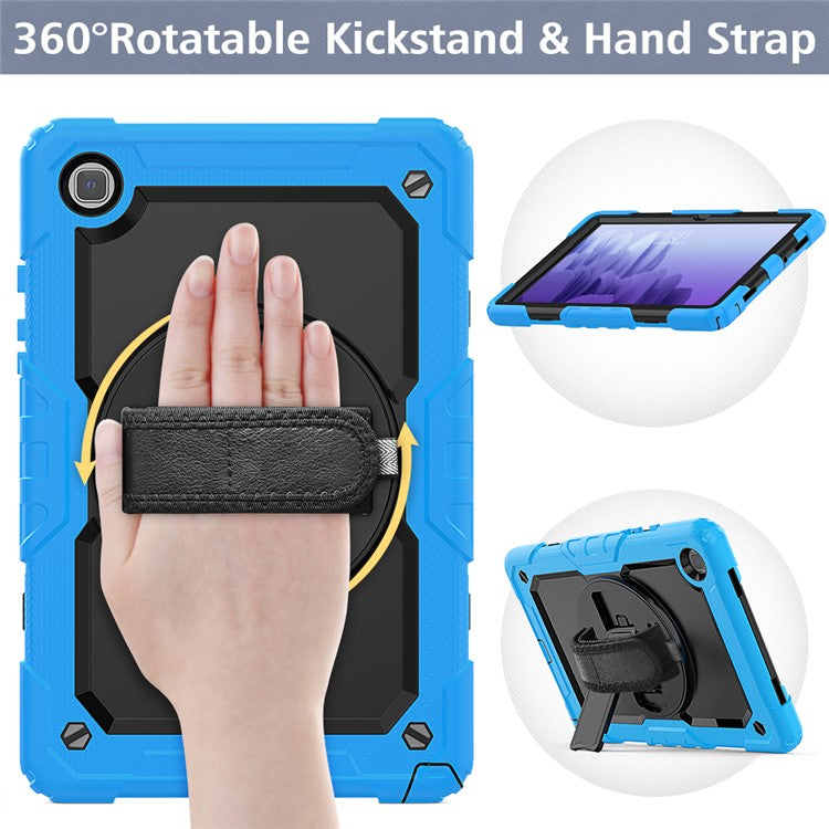 For Samsung Galaxy Tab A7 10.4 (2020) / (2022) 360 Degree Swivel Kickstand Tablet Cover with Shoulder Strap - Sky Blue / Black
