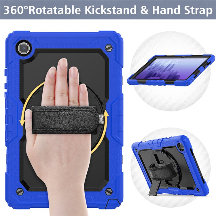 For Samsung Galaxy Tab A7 10.4 (2020) / (2022) 360 Degree Swivel Kickstand Tablet Cover with Shoulder Strap - Blue / Black