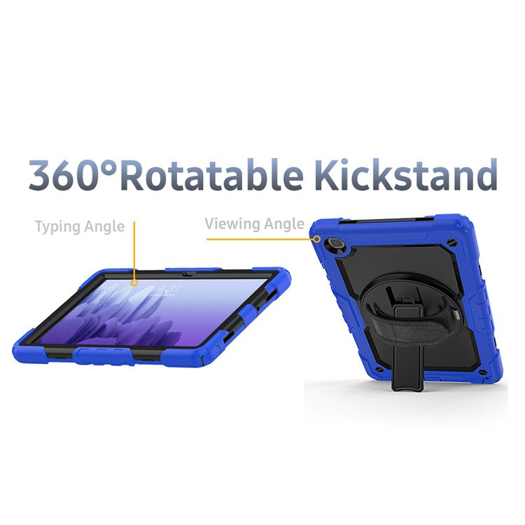 For Samsung Galaxy Tab A7 10.4 (2020) / (2022) 360 Degree Swivel Kickstand Tablet Cover with Shoulder Strap - Blue / Black