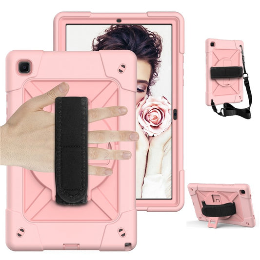 PC + TPU Hybrid Tablet Case Kickstand with Strap for Samsung Galaxy Tab A7 10.4 (2022) / (2020) - All Pink