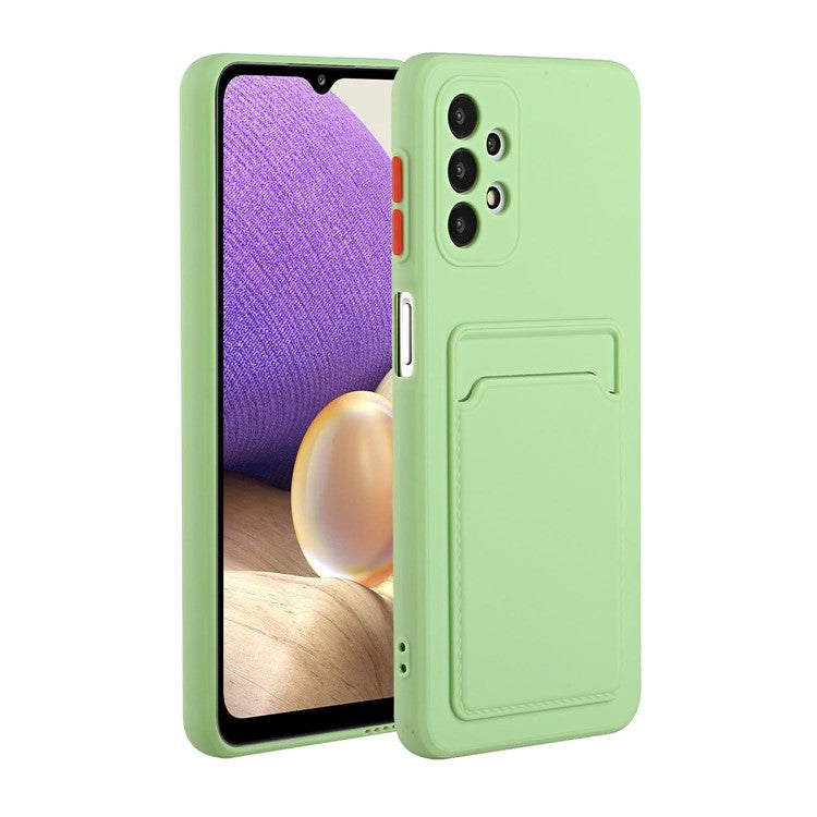 Well-Protected Flexible TPU Phone Case with Card Holder Cover for Samsung Galaxy A32 5G/M32 5G - Green