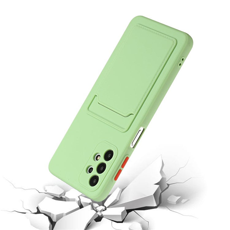 Well-Protected Flexible TPU Phone Case with Card Holder Cover for Samsung Galaxy A32 5G/M32 5G - Green