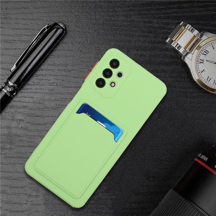 Well-Protected Flexible TPU Phone Case with Card Holder Cover for Samsung Galaxy A32 5G/M32 5G - Green