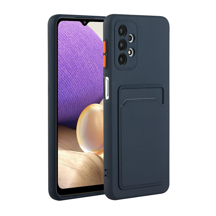 Well-Protected Soft TPU Phone Case with Card Holder Cover for Samsung Galaxy A52 4G/5G / A52s 5G - Dark Blue