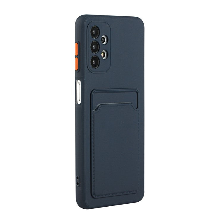 Well-Protected Soft TPU Phone Case with Card Holder Cover for Samsung Galaxy A52 4G/5G / A52s 5G - Dark Blue