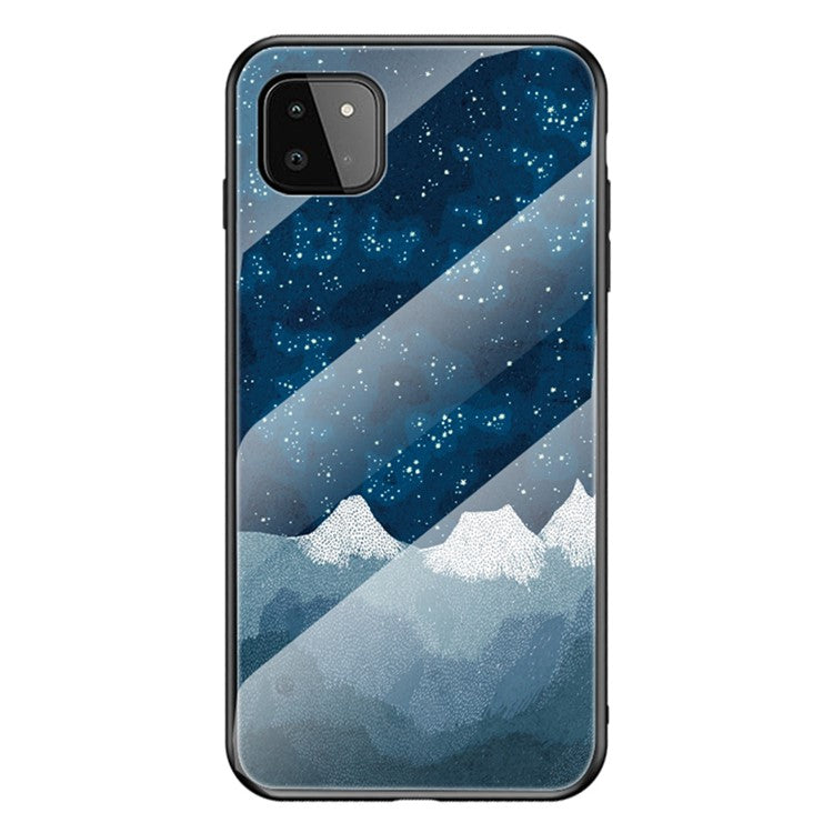 Well-Protected Starry Sky Pattern Anti-Scratch Tempered Glass Phone Hybrid Case Cover for Samsung Galaxy A22 5G (EU Version) - Starry Sky