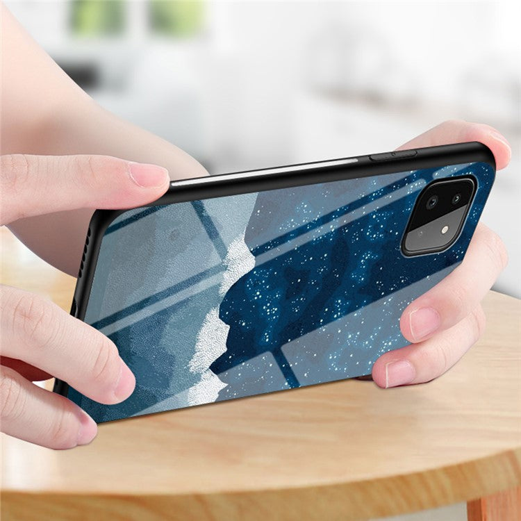 Well-Protected Starry Sky Pattern Anti-Scratch Tempered Glass Phone Hybrid Case Cover for Samsung Galaxy A22 5G (EU Version) - Starry Sky