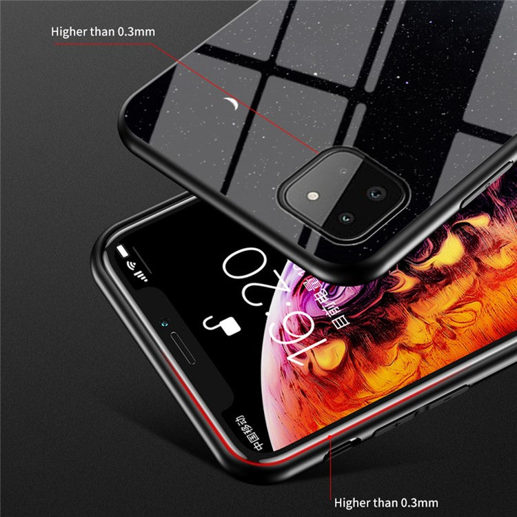 Well-Protected Starry Sky Pattern Anti-Scratch Tempered Glass Phone Hybrid Case Cover for Samsung Galaxy A22 5G (EU Version) - Starry Sky