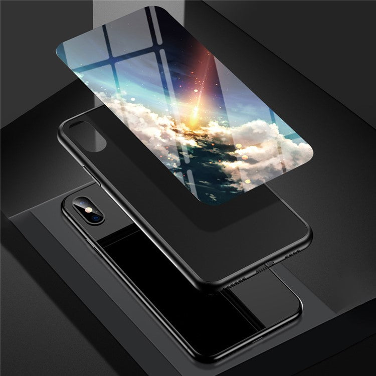Well-Protected Starry Sky Pattern Anti-Scratch Tempered Glass Phone Hybrid Case Cover for Samsung Galaxy A22 5G (EU Version) - Starry Sky