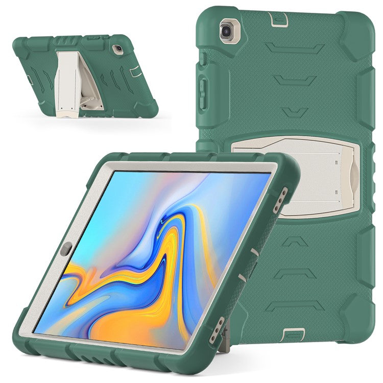 For Samsung Galaxy Tab A 10.1 (2019) SM-T510 (Wi-Fi) / SM-T515 (LTE) Tablet Case PC + Silicone Kickstand Cover - Emerald Green