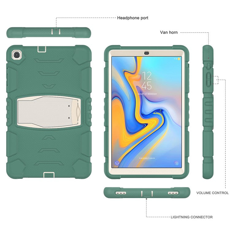 For Samsung Galaxy Tab A 10.1 (2019) SM-T510 (Wi-Fi) / SM-T515 (LTE) Tablet Case PC + Silicone Kickstand Cover - Emerald Green