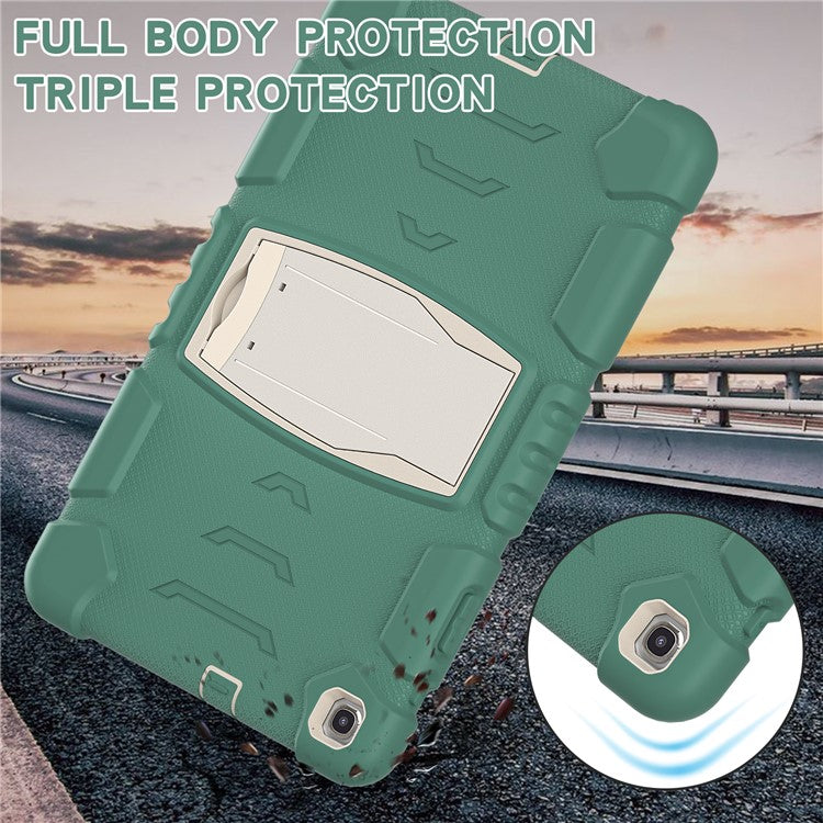 For Samsung Galaxy Tab A 10.1 (2019) SM-T510 (Wi-Fi) / SM-T515 (LTE) Tablet Case PC + Silicone Kickstand Cover - Emerald Green