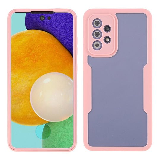 360° All-Round Protection PET Screen Protector + Acrylic Back Panel + TPU Frame Protective Case for Samsung Galaxy A72 5G/4G - Pink
