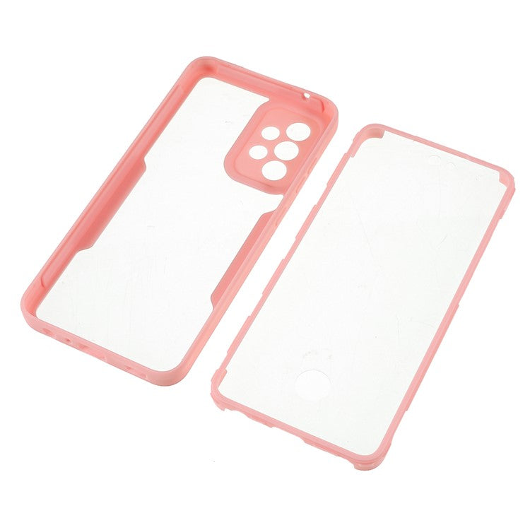 360° All-Round Protection PET Screen Protector + Acrylic Back Panel + TPU Frame Protective Case for Samsung Galaxy A72 5G/4G - Pink
