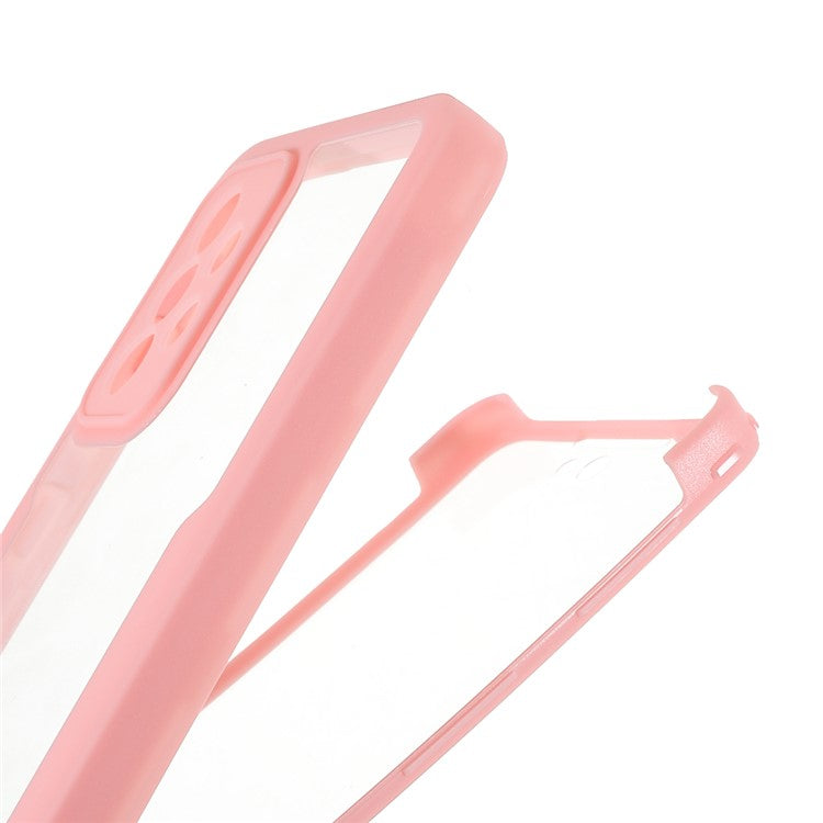 360° All-Round Protection PET Screen Protector + Acrylic Back Panel + TPU Frame Protective Case for Samsung Galaxy A72 5G/4G - Pink