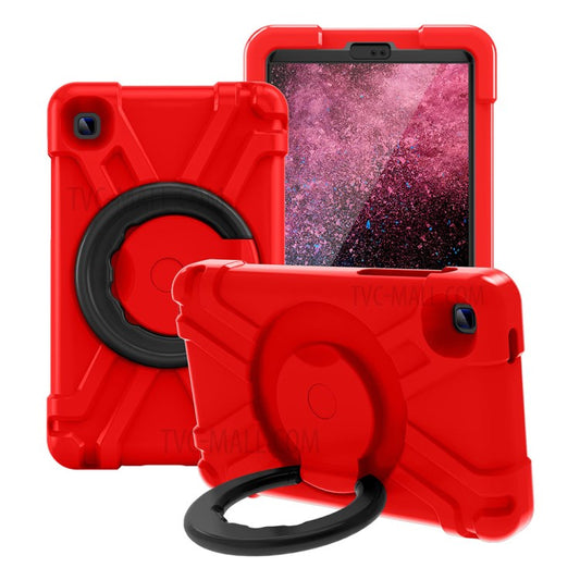 360° Swivel Kickstand Protective Hybrid Case Tablet Cover for Samsung Galaxy Tab A7 Lite 8.7-inch - Red/Black