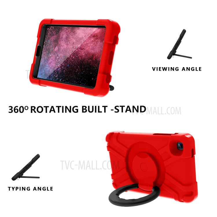 360° Swivel Kickstand Protective Hybrid Case Tablet Cover for Samsung Galaxy Tab A7 Lite 8.7-inch - Red/Black