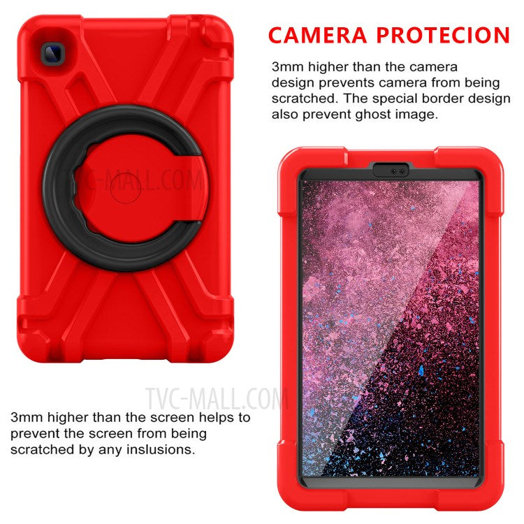 360° Swivel Kickstand Protective Hybrid Case Tablet Cover for Samsung Galaxy Tab A7 Lite 8.7-inch - Red/Black