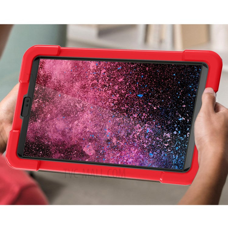 360° Swivel Kickstand Protective Hybrid Case Tablet Cover for Samsung Galaxy Tab A7 Lite 8.7-inch - Red/Black