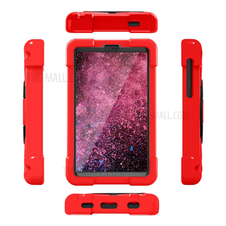 360° Swivel Kickstand Protective Hybrid Case Tablet Cover for Samsung Galaxy Tab A7 Lite 8.7-inch - Red/Black