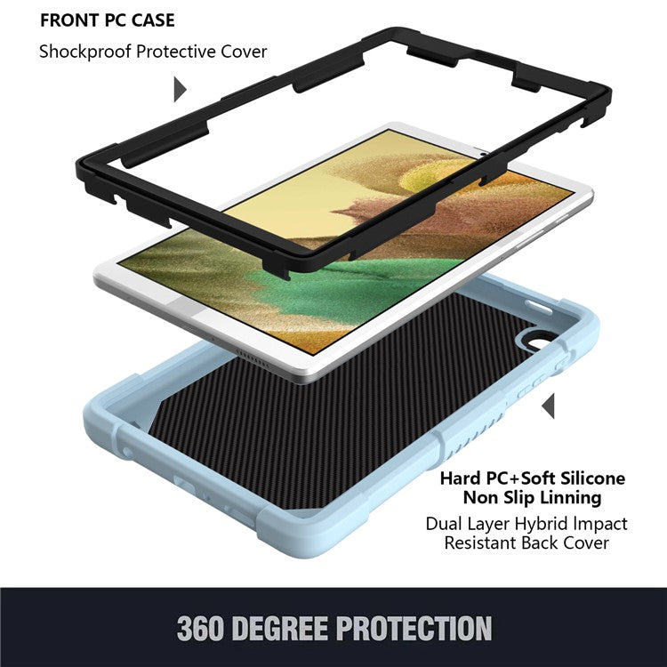 Butterfly Shape Kickstand Solid Color PC + Silicone Tablet Case Protective Shell with Shoulder Strap for Samsung Galaxy Tab A7 Lite 8.7-inch - Blue