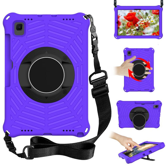 Spider Web Kickstand EVA Tablet Case with Shoulder Strap for Samsung Galaxy Tab S6 Lite (2020) P615 P610 / (2022) / (2024) - Purple