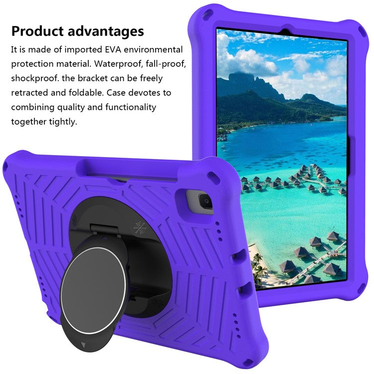 Spider Web Kickstand EVA Tablet Case with Shoulder Strap for Samsung Galaxy Tab S6 Lite (2020) P615 P610 / (2022) / (2024) - Purple