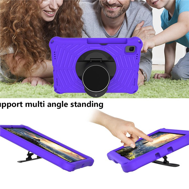 Spider Web Kickstand EVA Tablet Case with Shoulder Strap for Samsung Galaxy Tab S6 Lite (2020) P615 P610 / (2022) / (2024) - Purple