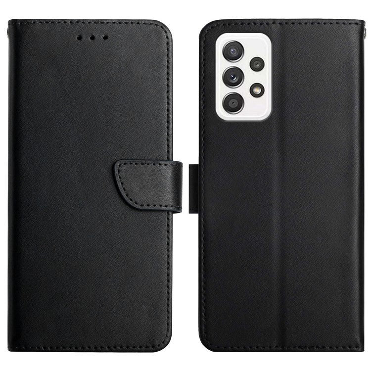 Nappa Texture Genuine Leather + TPU Wallet Stand Protective Phone Case with Magnetic Clasp for Samsung Galaxy A32 4G (EU Version) - Black