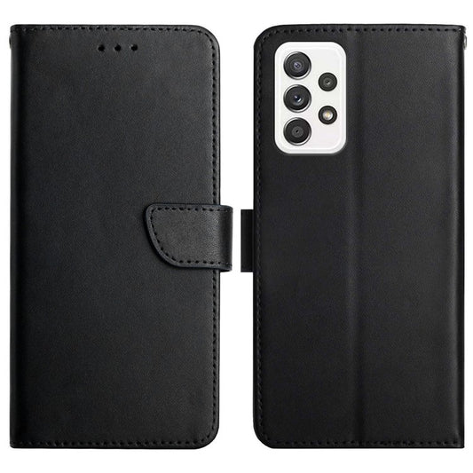 Nappa Texture Genuine Leather + TPU Wallet Stand Protective Phone Case with Magnetic Clasp for Samsung Galaxy A32 4G (EU Version) - Black