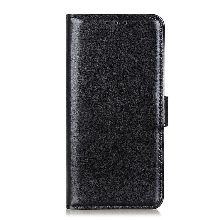 For Samsung Galaxy A13 4G Flip Wallet Crazy Horse Texture PU Leather Cover Magnetic Soft TPU Folding Stand Case - Black