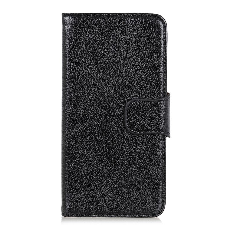 For Samsung Galaxy A13 4G Anti-scratch Nappa Texture Drop-proof Split Leather Cover + TPU Phone Stand Case Wallet Cover - Black
