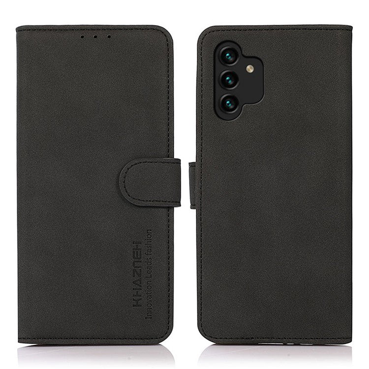KHAZNEH for Samsung Galaxy A13 4G Full Body Protection Wallet Phone Case PU Leather + TPU Phone Case Wallet Shell with Foldable Stand - Black