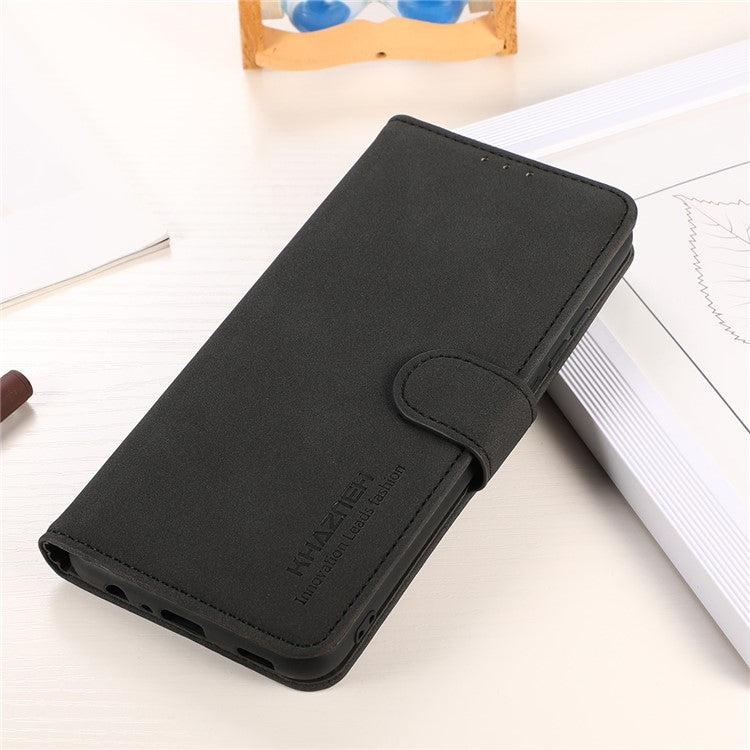 KHAZNEH for Samsung Galaxy A13 4G Full Body Protection Wallet Phone Case PU Leather + TPU Phone Case Wallet Shell with Foldable Stand - Black