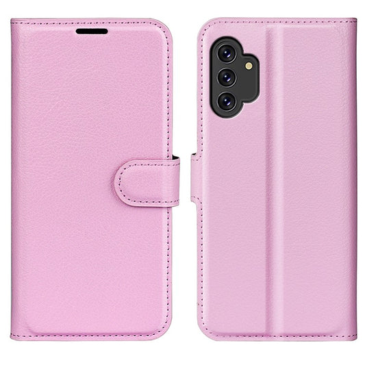 For Samsung Galaxy A13 4G Litchi Texture PU Leather Cover Wallet Stand Magnetic Clasp Folio Flip Phone Case - Pink