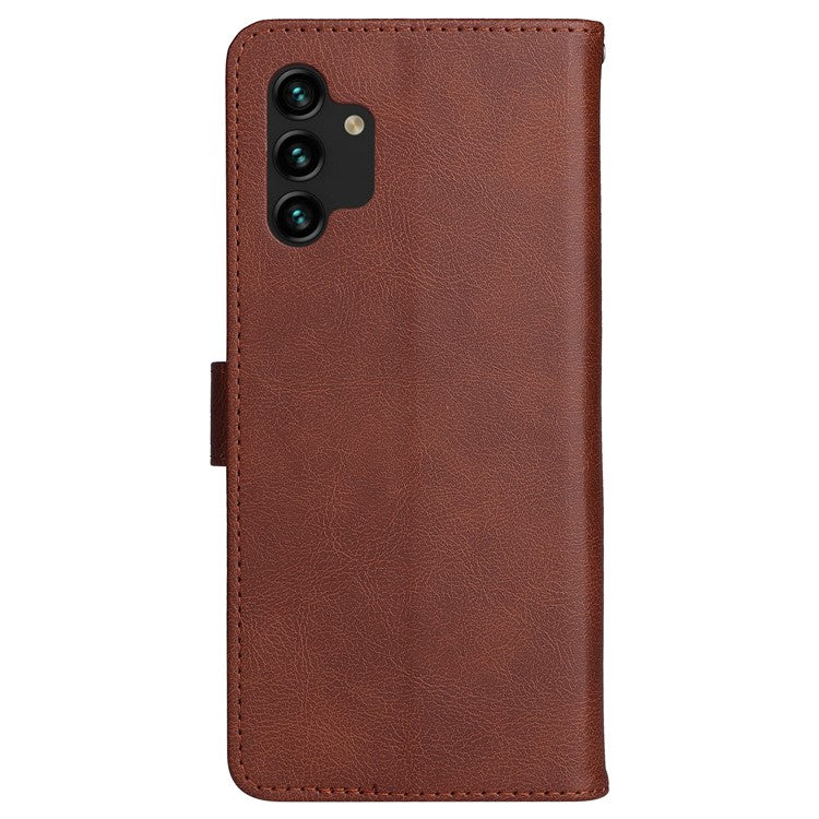 For Samsung Galaxy A13 4G KT Leather Series-2 Solid Color Flip Phone Case Wallet PU Leather + TPU Phone Cover with Supporting Stand - Brown