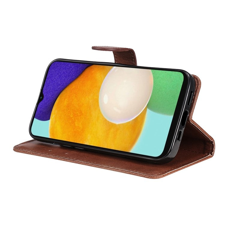 For Samsung Galaxy A13 4G KT Leather Series-2 Solid Color Flip Phone Case Wallet PU Leather + TPU Phone Cover with Supporting Stand - Brown