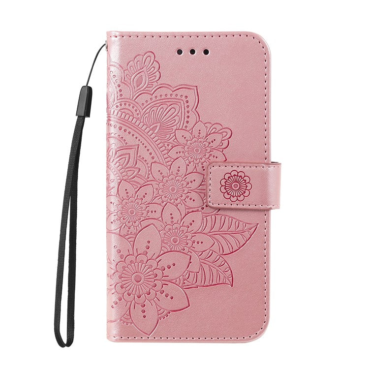 Wallet Stand Phone Cover Mandala Flower Imprinted Folio Flip Protective Leather Case for Samsung Galaxy A13 4G - Rose Gold