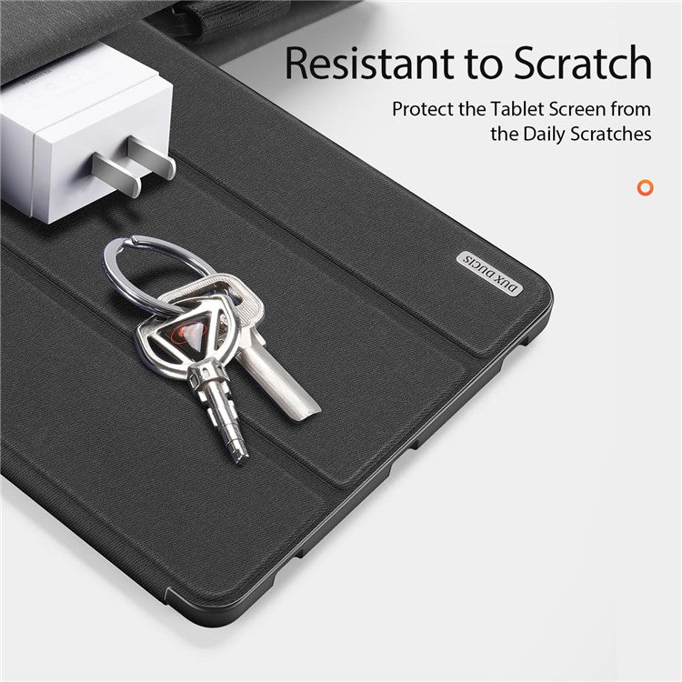 DUX DUCIS DOMO Series for Samsung Galaxy Tab S7+ / S8+ / S7 FE Tri-fold Stand PU Leather + TPU Auto Sleep / Wake Tablet Case Cover with Pen Slot - Black